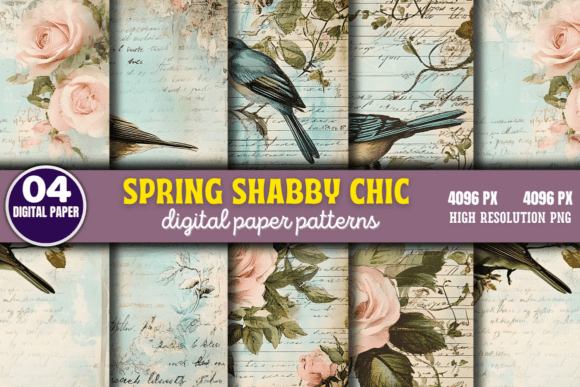 Download Spring Shabby Chic Digital Paper Pattern - Premium Resources