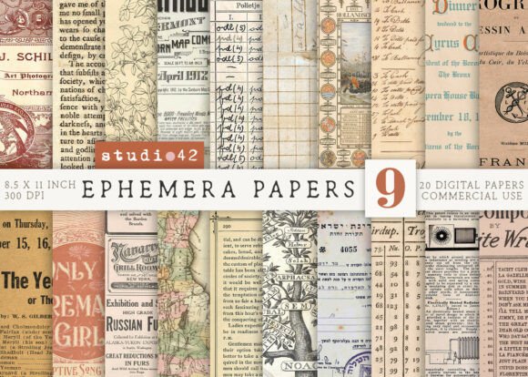Download Antique Paper Ephemera Pack V9 - Premium Resources